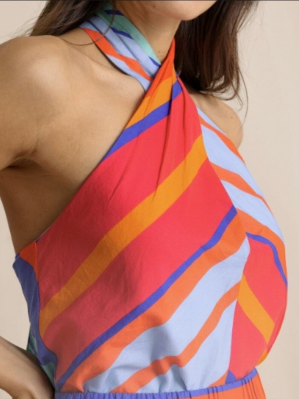 Southern Tide Fallon Calypso Cay Stripe Halter Top Calypso Berry NWT